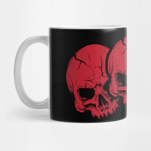 Red Triple Skull Mug